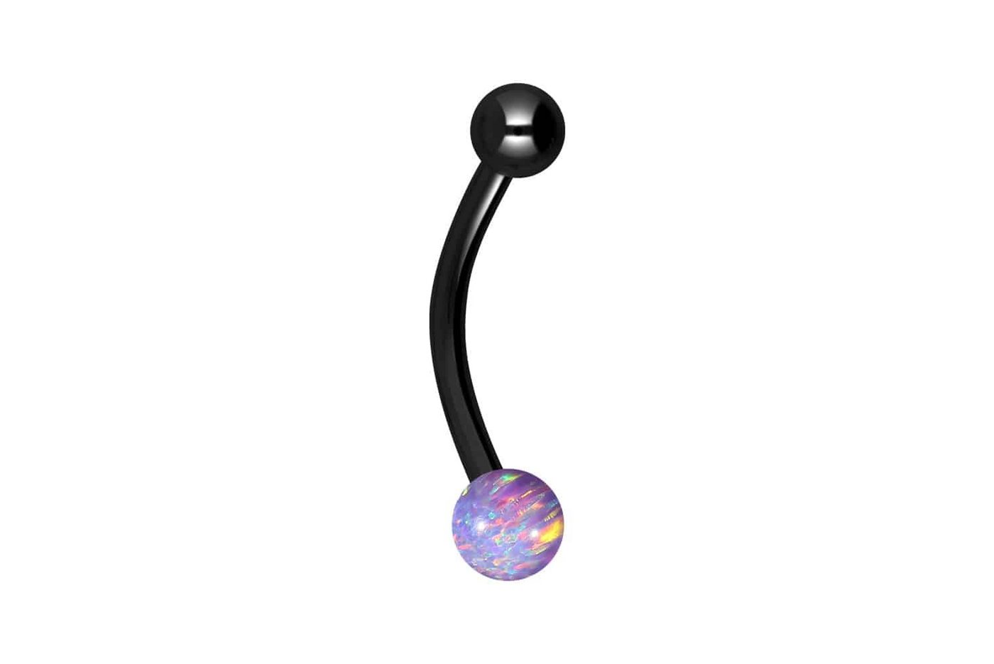 PIERCINGLINE Bauchnabelpiercing Chirurgenstahl Mini Bananabell SYNTHETISCHER OPAL + (Bananabells / 1 Stk) von PIERCINGLINE