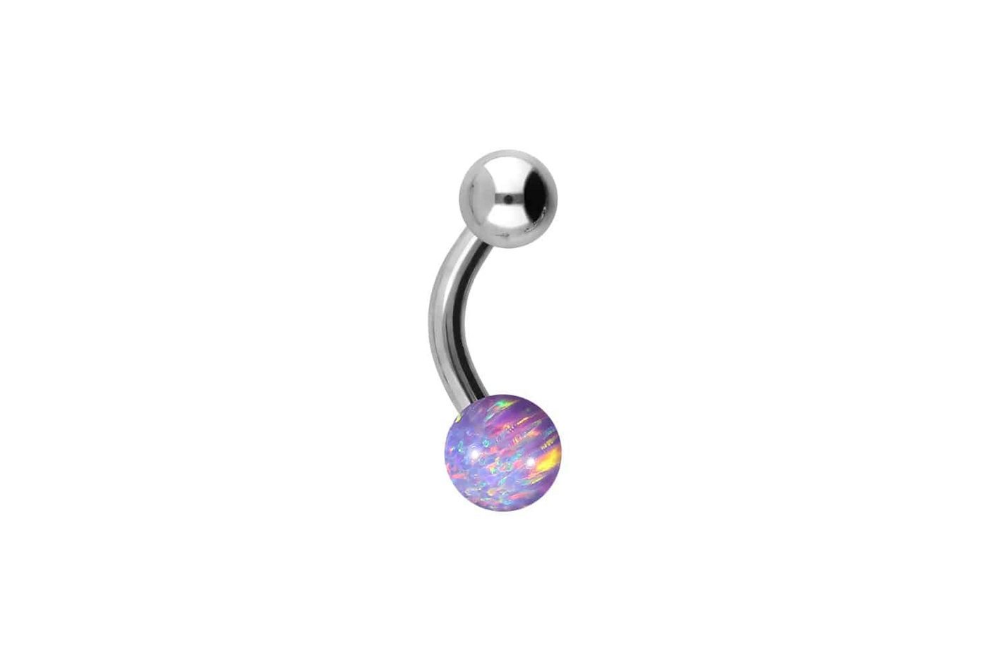 PIERCINGLINE Bauchnabelpiercing Chirurgenstahl Mini Bananabell SYNTHETISCHER OPAL + (Bananabells / 1 Stk) von PIERCINGLINE