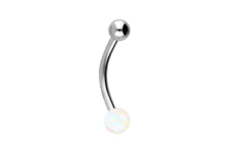 PIERCINGLINE Bauchnabelpiercing Chirurgenstahl Mini Bananabell SYNTHETISCHER OPAL + (Bananabells / 1 Stk) von PIERCINGLINE