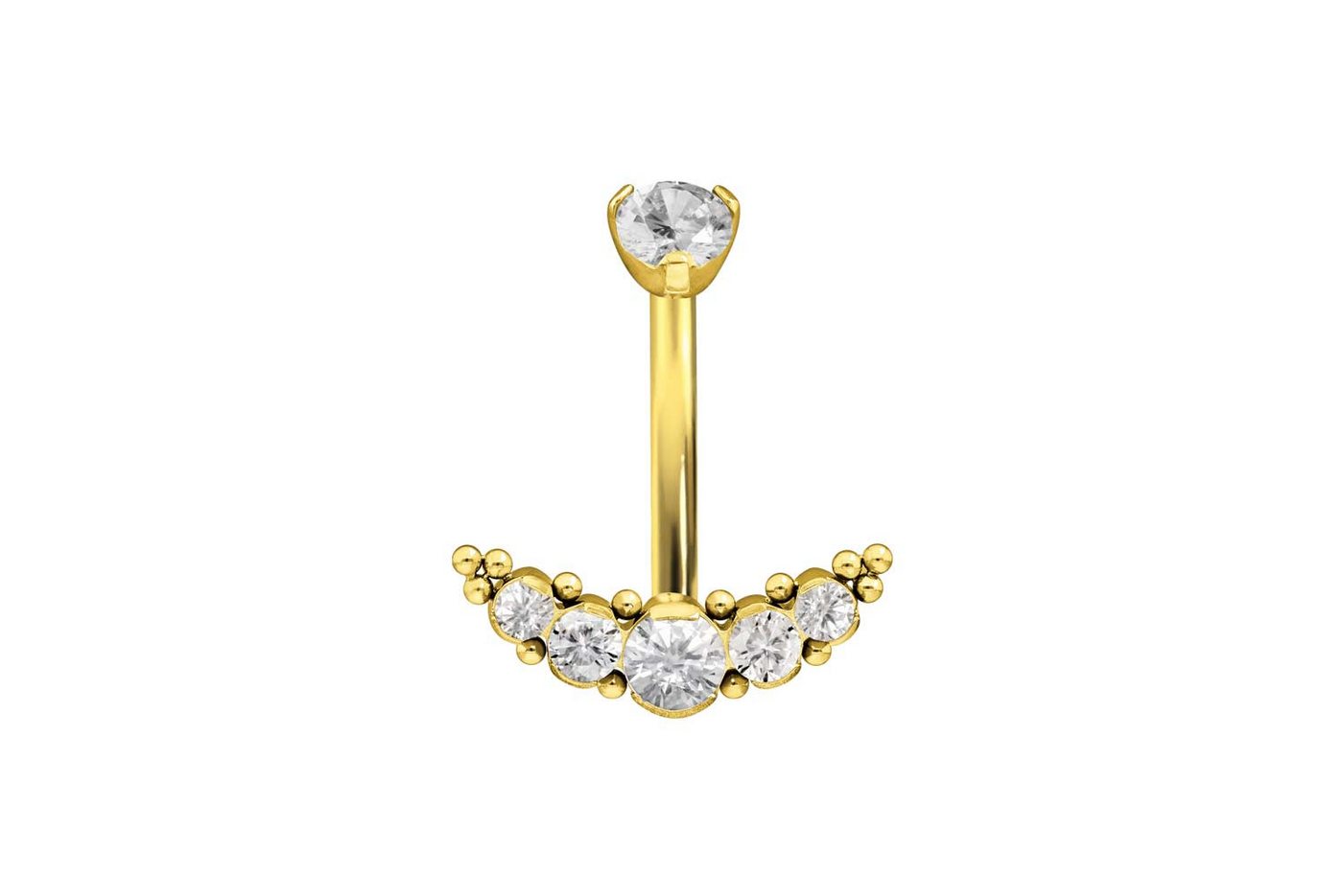 PIERCINGLINE Bauchnabelpiercing Titan Bananabell mit Innengewinde 5 KRISTALLE + KUGELN (Bananabells, 1-tlg) von PIERCINGLINE