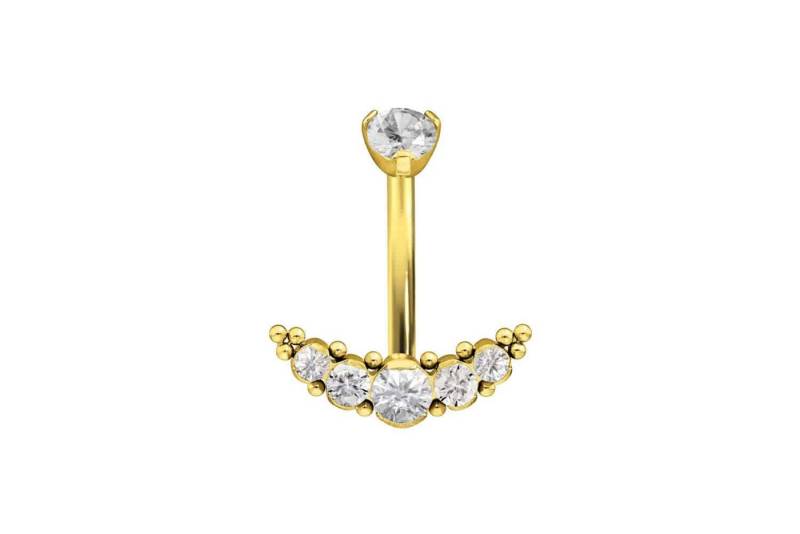 PIERCINGLINE Bauchnabelpiercing Titan Bananabell mit Innengewinde 5 KRISTALLE + KUGELN (Bananabells, 1-tlg) von PIERCINGLINE