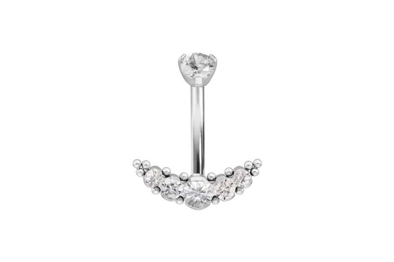 PIERCINGLINE Bauchnabelpiercing Titan Bananabell mit Innengewinde 5 KRISTALLE + KUGELN (Bananabells, 1-tlg) von PIERCINGLINE
