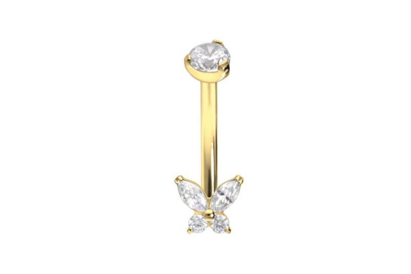 PIERCINGLINE Bauchnabelpiercing Titan Bananabell mit Innengewinde KRISTALLSCHMETTERLING (Bananabells, 1-tlg) von PIERCINGLINE
