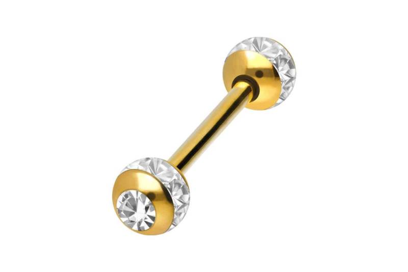 PIERCINGLINE Brustwarzenpiercing Chirurgenstahl Barbell EPOXY-RING-KUGELN + KRISTALLE (Barbells, 1-tlg) von PIERCINGLINE