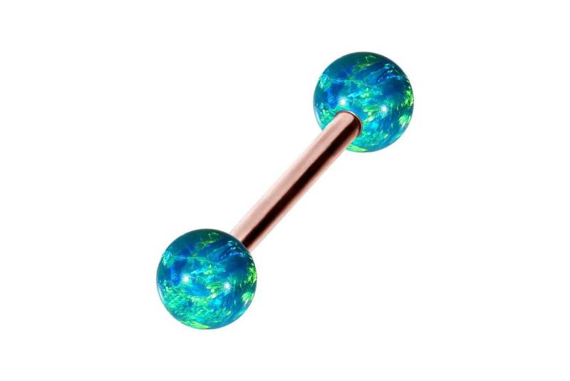 PIERCINGLINE Brustwarzenpiercing Chirurgenstahl Barbell SYNTHETISCHE OPALE (Barbells, 1-tlg) von PIERCINGLINE