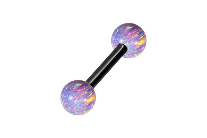 PIERCINGLINE Brustwarzenpiercing Chirurgenstahl Barbell SYNTHETISCHE OPALE (Barbells, 1-tlg) von PIERCINGLINE