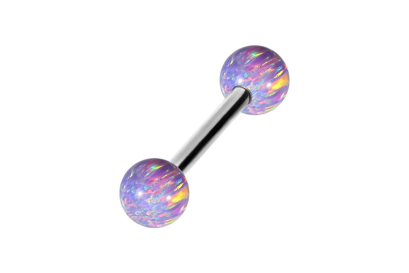 PIERCINGLINE Brustwarzenpiercing Chirurgenstahl Barbell SYNTHETISCHE OPALE (Barbells / 1 Stk) von PIERCINGLINE