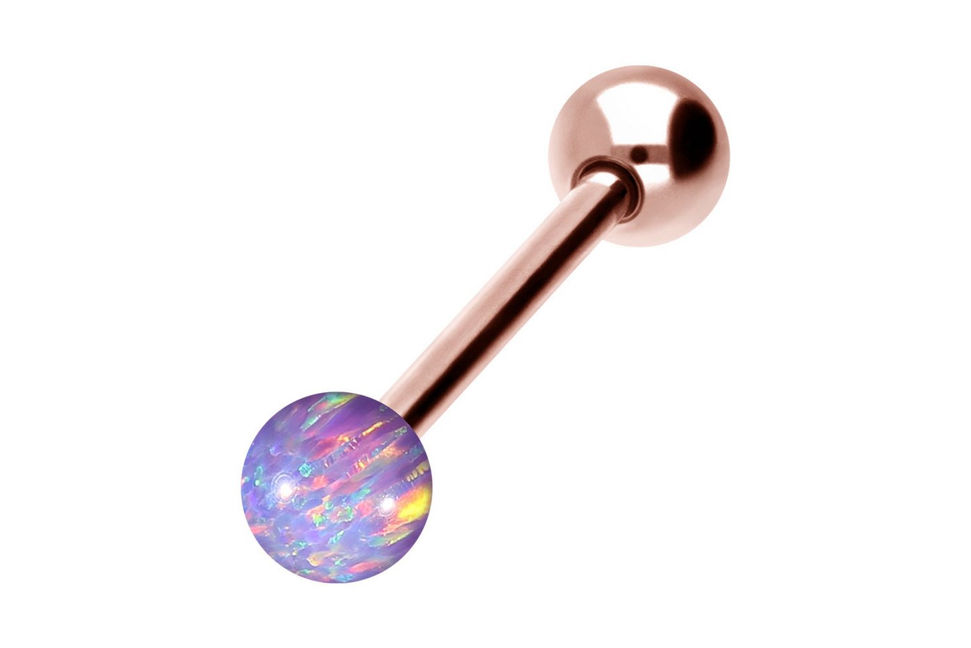 PIERCINGLINE Brustwarzenpiercing Chirurgenstahl Barbell SYNTHETISCHER OPAL + CHIRURGENSTAHL-KUGEL (Barbells / 1 Stk) von PIERCINGLINE