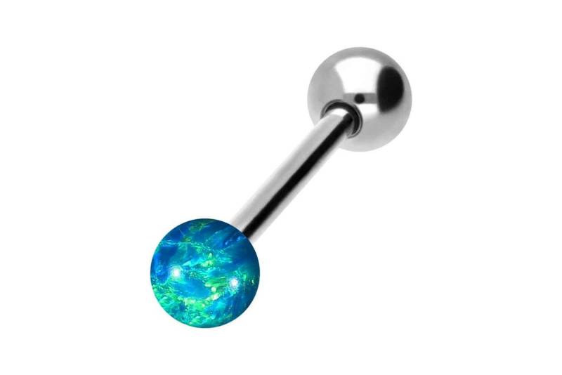 PIERCINGLINE Brustwarzenpiercing Chirurgenstahl Barbell SYNTHETISCHER OPAL + CHIRURGENSTAHL-KUGEL (Barbells, 1-tlg) von PIERCINGLINE