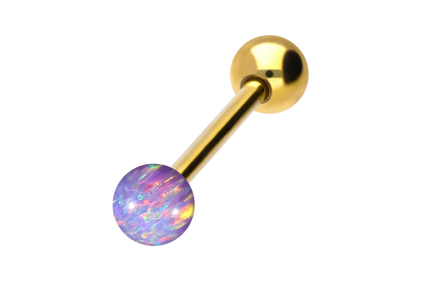PIERCINGLINE Brustwarzenpiercing Chirurgenstahl Barbell SYNTHETISCHER OPAL + CHIRURGENSTAHL-KUGEL (Barbells / 1 Stk) von PIERCINGLINE