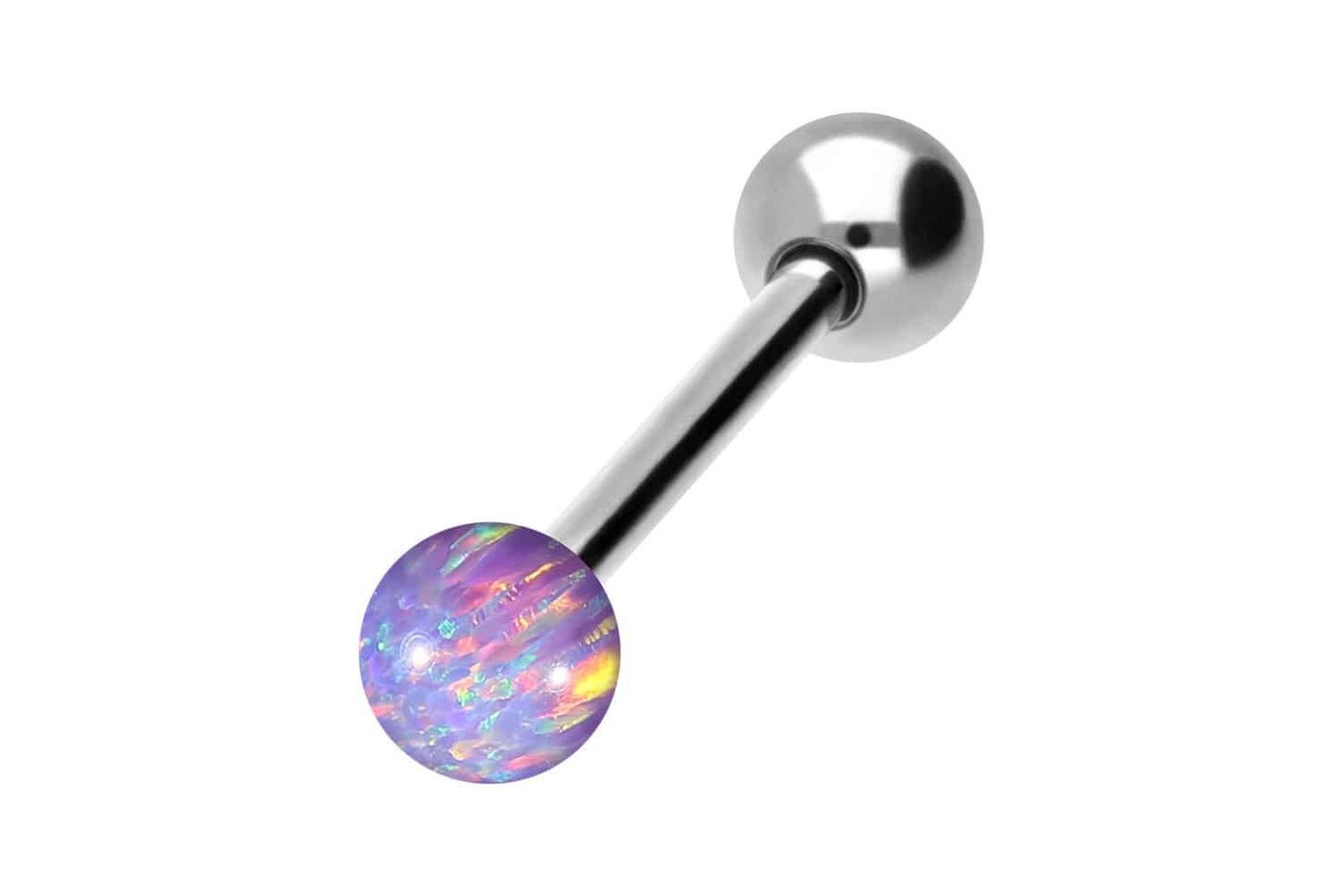 PIERCINGLINE Brustwarzenpiercing Chirurgenstahl Barbell SYNTHETISCHER OPAL + CHIRURGENSTAHL-KUGEL (Barbells / 1 Stk) von PIERCINGLINE