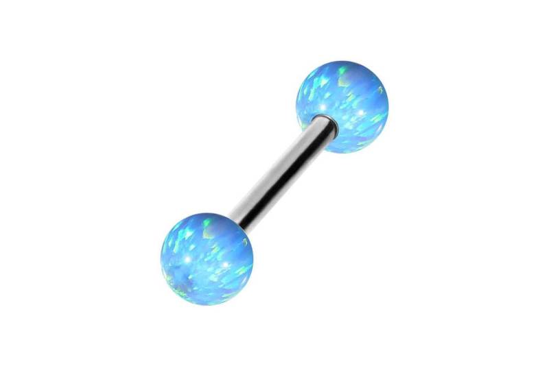 PIERCINGLINE Brustwarzenpiercing Titan Barbell SYNTHETISCHE OPALE (Barbells / 1 Stk) von PIERCINGLINE