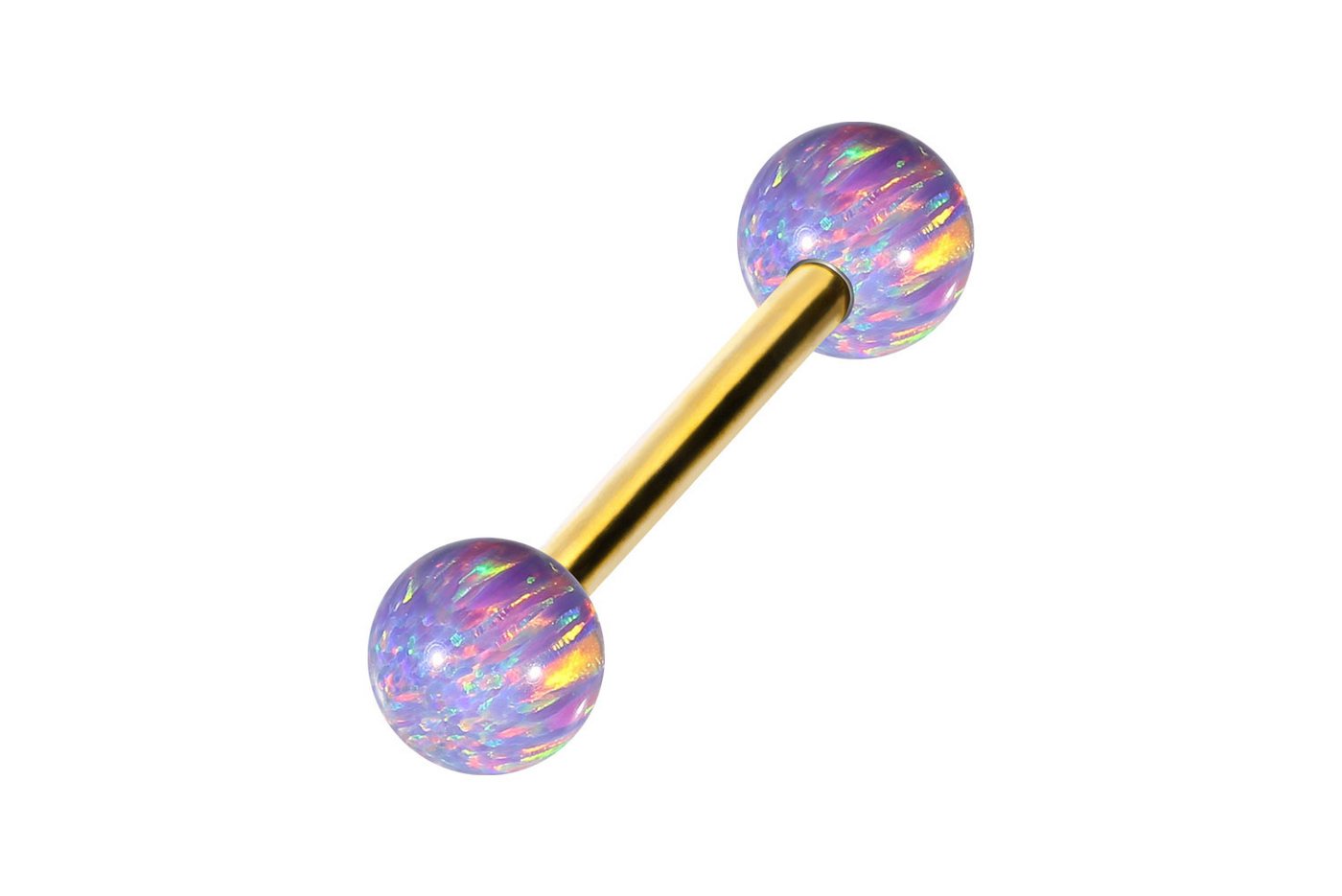 PIERCINGLINE Brustwarzenpiercing Titan Barbell SYNTHETISCHE OPALE (Barbells / 1 Stk) von PIERCINGLINE
