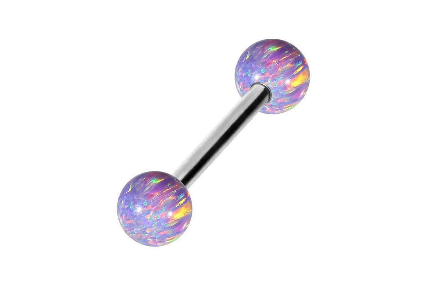 PIERCINGLINE Brustwarzenpiercing Titan Barbell SYNTHETISCHE OPALE (Barbells / 1 Stk) von PIERCINGLINE