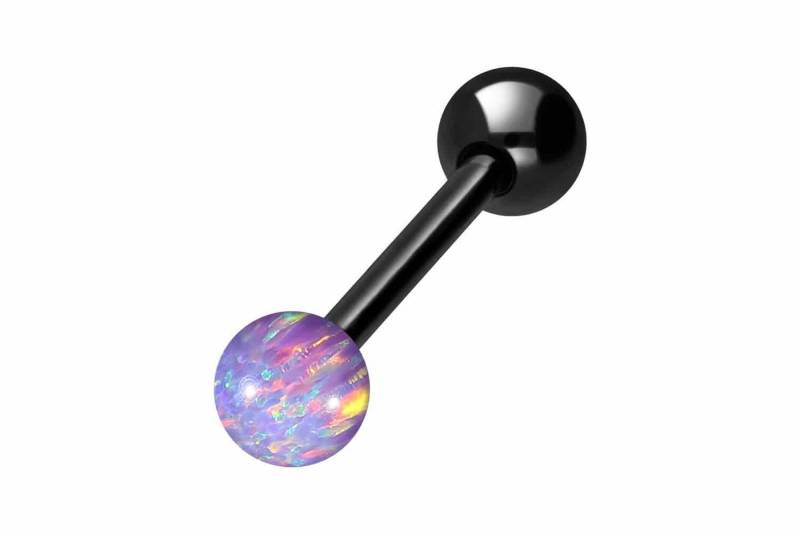 PIERCINGLINE Brustwarzenpiercing Titan Barbell SYNTHETISCHER OPAL + TITAN-KUGEL (Barbells / 1 Stk) von PIERCINGLINE