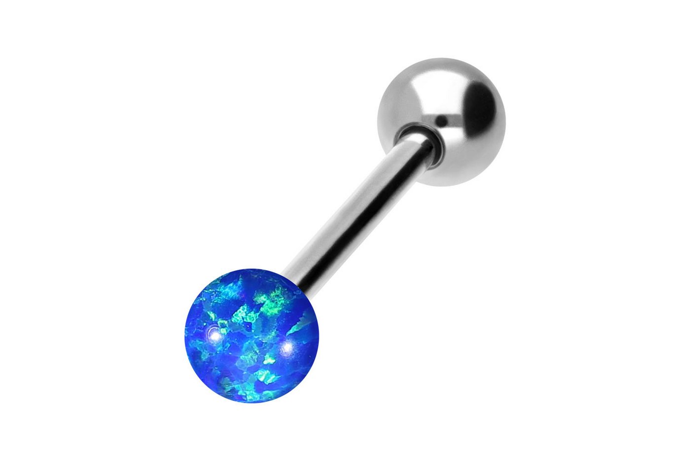 PIERCINGLINE Brustwarzenpiercing Titan Barbell SYNTHETISCHER OPAL + TITAN-KUGEL (Barbells / 1 Stk) von PIERCINGLINE
