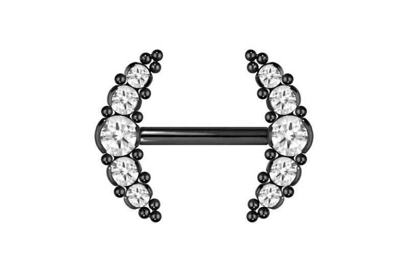 PIERCINGLINE Brustwarzenpiercing Titan Barbell mit Push Fit 5 KRISTALLE + KUGELN (Barbells / 1 Stk) von PIERCINGLINE