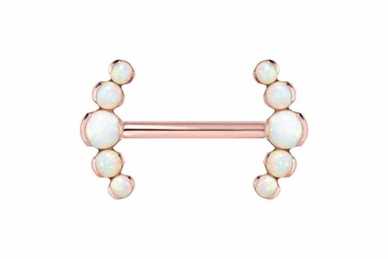 PIERCINGLINE Brustwarzenpiercing Titan Barbell mit Push Fit 5 SYNTHETISCHE OPALE (Barbells, 1-tlg) von PIERCINGLINE