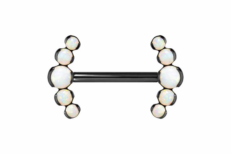 PIERCINGLINE Brustwarzenpiercing Titan Barbell mit Push Fit 5 SYNTHETISCHE OPALE (Barbells, 1-tlg) von PIERCINGLINE