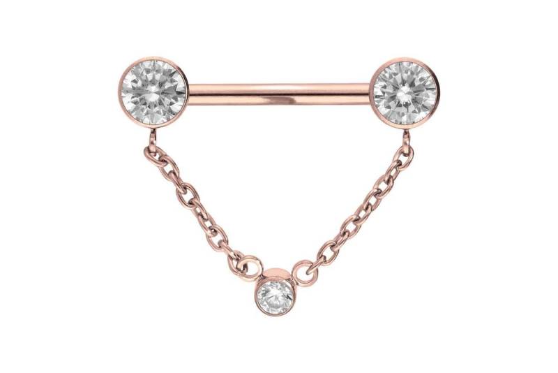 PIERCINGLINE Brustwarzenpiercing Titan Barbell mit Push Fit KETTE + KRISTALLDISCS (Barbells / 1 Stk) von PIERCINGLINE