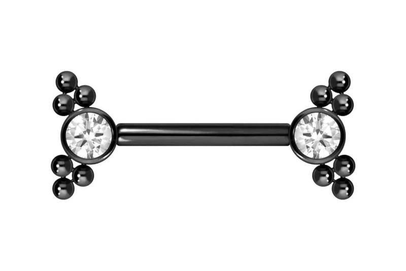 PIERCINGLINE Brustwarzenpiercing Titan Barbell mit Push Fit KRISTALL + 2 KUGELDREIECKE (Barbells / 1 Stk) von PIERCINGLINE