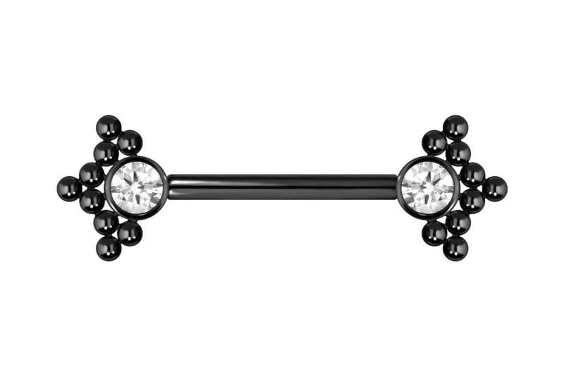 PIERCINGLINE Brustwarzenpiercing Titan Barbell mit Push Fit KRISTALL + 3 KUGELDREIECKE (Barbells, 1-tlg) von PIERCINGLINE
