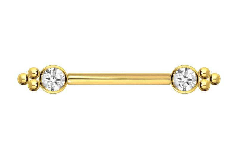 PIERCINGLINE Brustwarzenpiercing Titan Barbell mit Push Fit KRISTALL + KUGELDREIECK (Barbells, 1-tlg) von PIERCINGLINE