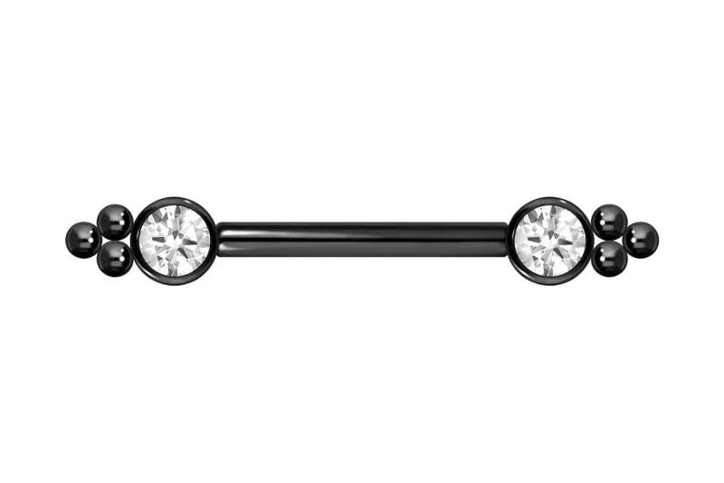 PIERCINGLINE Brustwarzenpiercing Titan Barbell mit Push Fit KRISTALL + KUGELDREIECK (Barbells, 1-tlg) von PIERCINGLINE