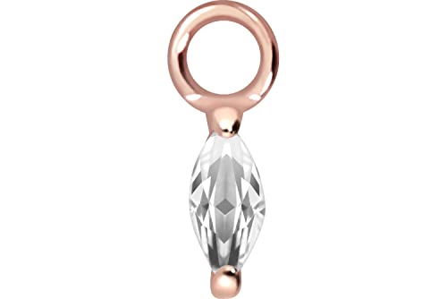 PIERCINGLINE Chirurgenstahl Anhänger für Clicker Piercing-Ringe & Kreolen KRISTALLTROPFEN Ohr Helix Roségoldfarben von PIERCINGLINE