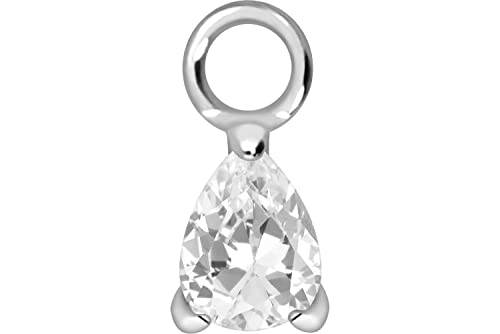 PIERCINGLINE Chirurgenstahl Anhänger für Clicker Piercing-Ringe & Kreolen KRISTALLTROPFEN Ohr Helix Silberfarben von PIERCINGLINE