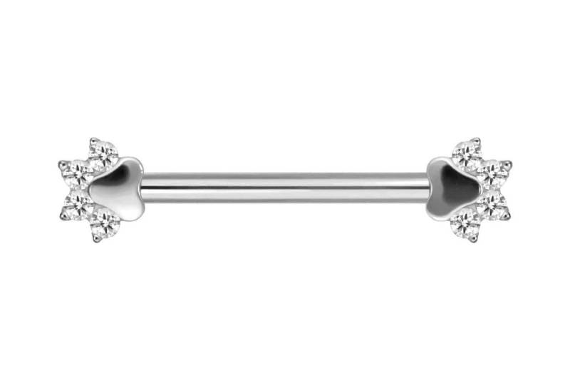 PIERCINGLINE Brustwarzenpiercing Titan Nippelpiercing mit Innengewinde KRISTALLPFOTE (Barbells / 1 Stk) von PIERCINGLINE