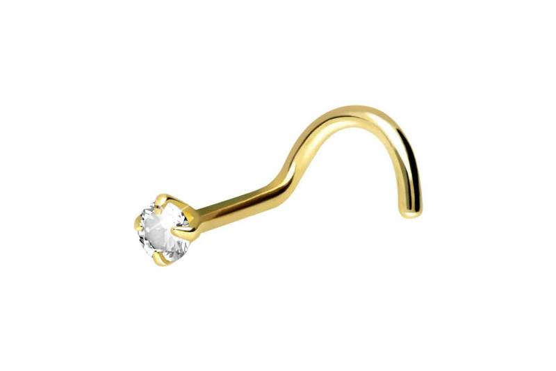 PIERCINGLINE Nasenpiercing 18 Karat Gold Nasenstecker Spirale DIAMANT (Nasenstecker, 1-tlg) von PIERCINGLINE