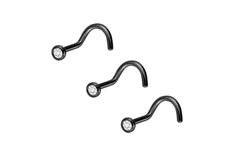 PIERCINGLINE Nasenpiercing 3er Set Chirurgenstahl Nasenstecker Spirale KRISTALL (Nasenstecker) von PIERCINGLINE