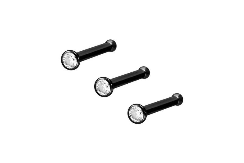 PIERCINGLINE Nasenpiercing 3er Set Titan Nasenstecker Pin KRISTALL (Nasenstecker) von PIERCINGLINE
