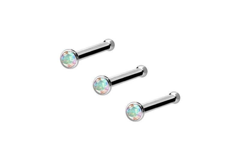 PIERCINGLINE Nasenpiercing 3er Set Titan Nasenstecker Pin KRISTALL (Nasenstecker) von PIERCINGLINE