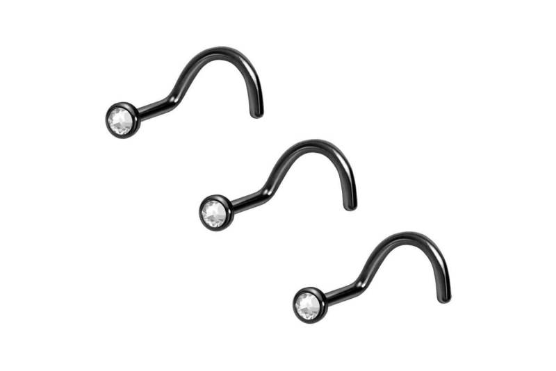 PIERCINGLINE Nasenpiercing 3er Set Titan Nasenstecker Spirale FLACHE KRISTALLDISC (Nasenstecker) von PIERCINGLINE