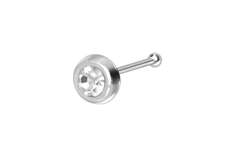 PIERCINGLINE Nasenpiercing 925er Silber Nasenstecker Pin RUNDER KRISTALL (Nasenstecker, 1-tlg) von PIERCINGLINE