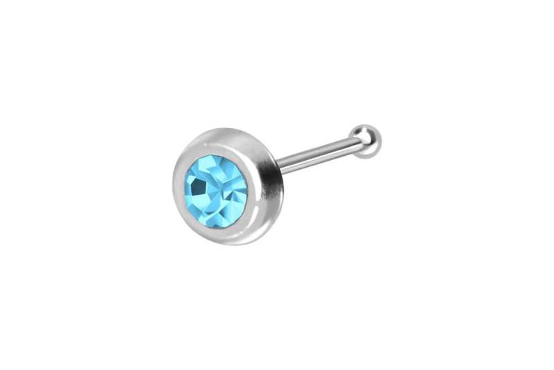 PIERCINGLINE Nasenpiercing 925er Silber Nasenstecker Pin RUNDER KRISTALL (Nasenstecker / 1 Stk) von PIERCINGLINE