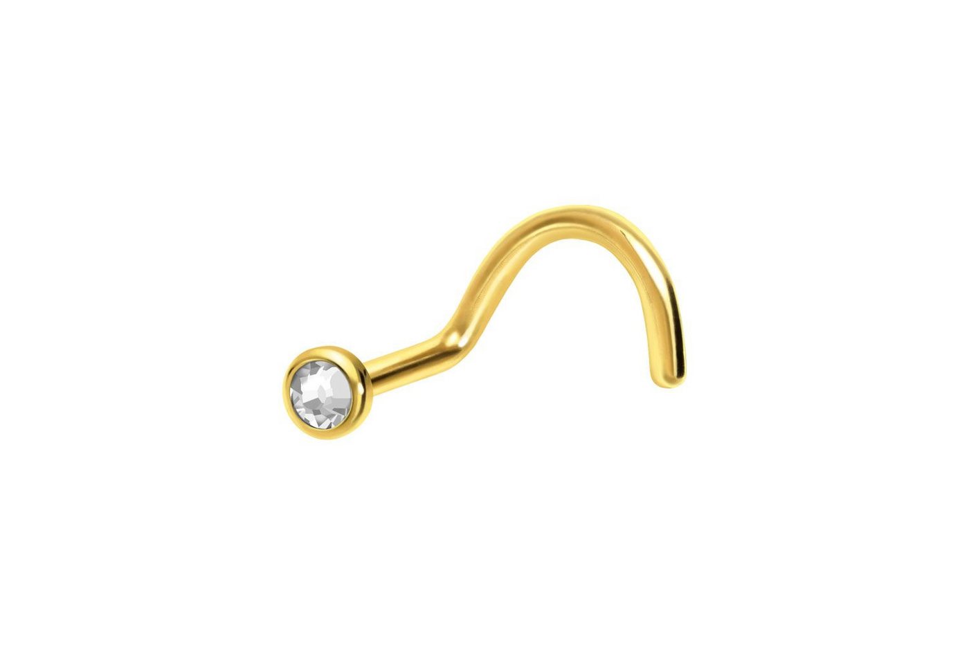 PIERCINGLINE Nasenpiercing (Nasenstecker, Chirurgenstahl Nasenstecker Spirale FLACHE KRISTALLDISC) von PIERCINGLINE
