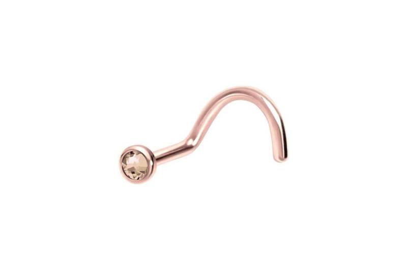 PIERCINGLINE Nasenpiercing (Nasenstecker, Chirurgenstahl Nasenstecker Spirale FLACHE KRISTALLDISC) von PIERCINGLINE