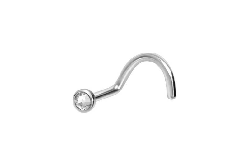 PIERCINGLINE Nasenpiercing (Nasenstecker, Chirurgenstahl Nasenstecker Spirale FLACHE KRISTALLDISC) von PIERCINGLINE