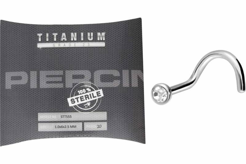 PIERCINGLINE Nasenpiercing Sterilisierter Titan Nasenstecker FLACHE KRISTALLDISC (Nasenstecker, 1-tlg) von PIERCINGLINE
