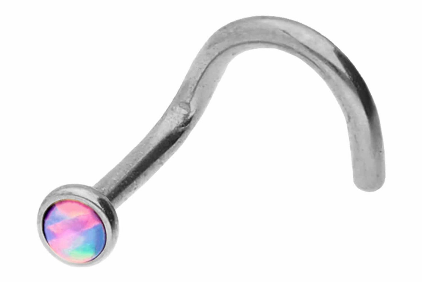PIERCINGLINE Nasenpiercing Titan Nasenstecker Spirale DISC + SYNTHETISCHER OPALL (Nasenstecker / 1 Stk) von PIERCINGLINE