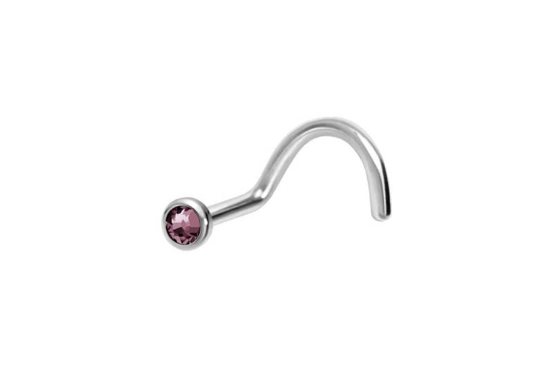 PIERCINGLINE Nasenpiercing Titan Nasenstecker Spirale FLACHE KRISTALLDISC (Nasenstecker / 1 Stk) von PIERCINGLINE