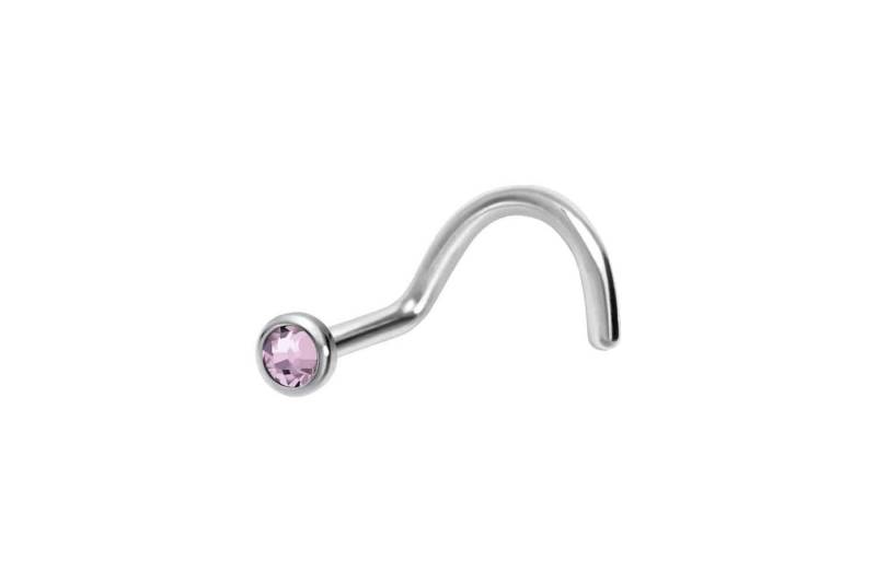 PIERCINGLINE Nasenpiercing Titan Nasenstecker Spirale FLACHE KRISTALLDISC (Nasenstecker / 1 Stk) von PIERCINGLINE