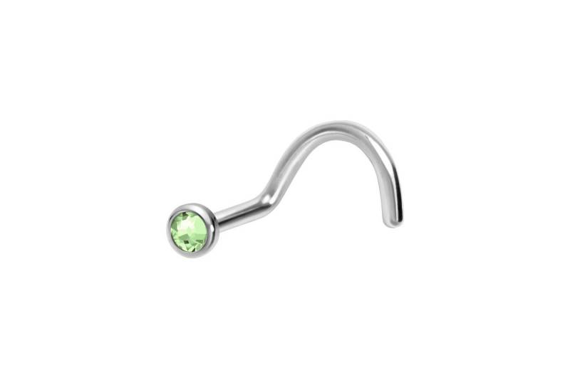 PIERCINGLINE Nasenpiercing Titan Nasenstecker Spirale FLACHE KRISTALLDISC (Nasenstecker, 1-tlg) von PIERCINGLINE