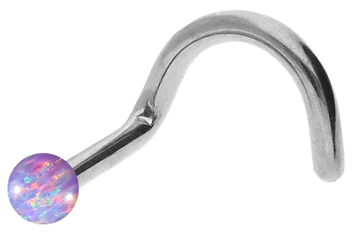 PIERCINGLINE Nasenpiercing Titan Nasenstecker Spirale SYNTHETISCHER OPAL (Nasenstecker / 1 Stk) von PIERCINGLINE