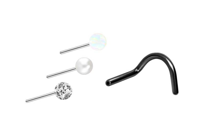 PIERCINGLINE Nasenpiercing Titan Nasenstecker Spirale mit Push Fit AUFSATZ MIX (Nasenstecker / 1 Stk) von PIERCINGLINE