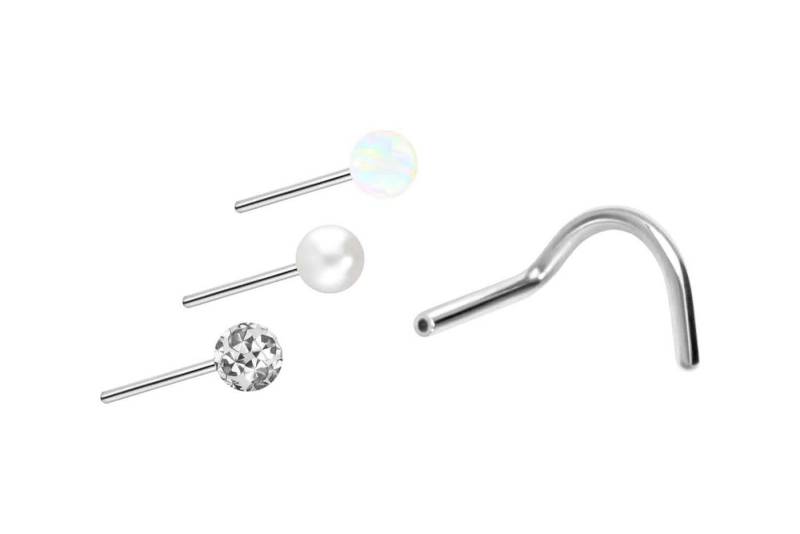 PIERCINGLINE Nasenpiercing Titan Nasenstecker Spirale mit Push Fit AUFSATZ MIX (Nasenstecker / 1 Stk) von PIERCINGLINE