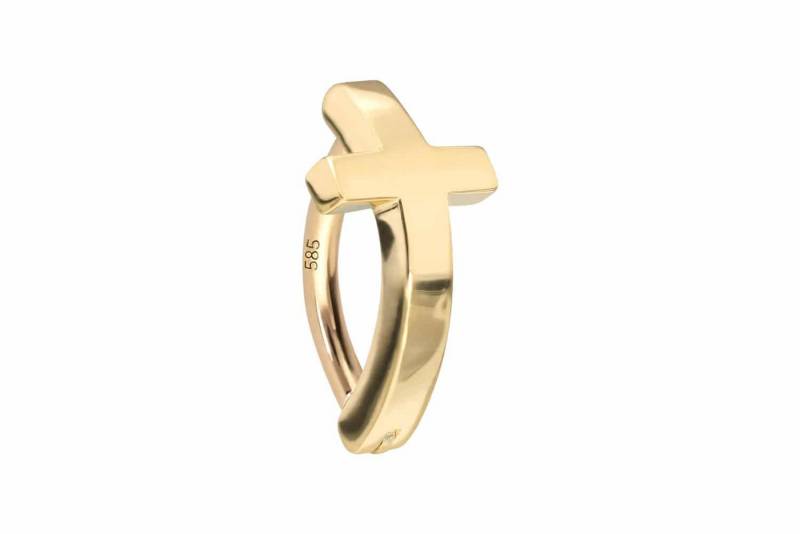 PIERCINGLINE Bauchnabelpiercing 14/18 Karat Gold Bauchnabelclicker BOGEN + KREUZ (Clicker, 1-tlg) von PIERCINGLINE